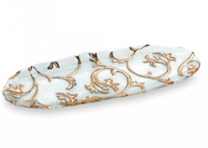 Блюдо овальное 43x16 см CLEAR/GOLD DECORATION -